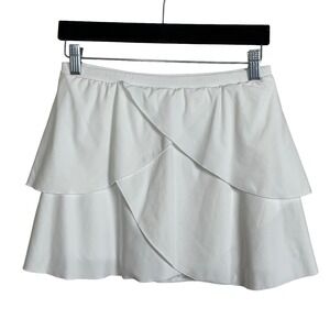 Eliza Audley Tennis Golf White Tiered Tulip Skirt Skort Size S Pickleball